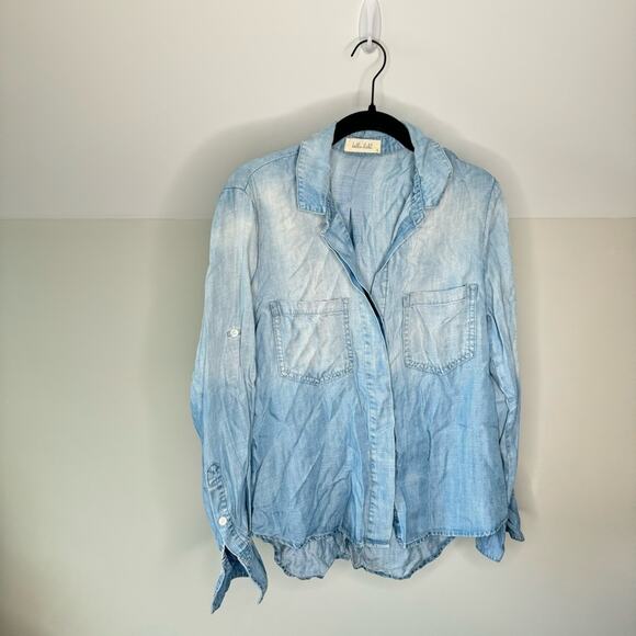 Bella Dahl Blue Long Sleeve Button Up Chambray Blouse - Picture 1 of 9